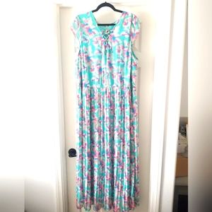 Floral Dress, Plus Size 3x, Blue & Pink